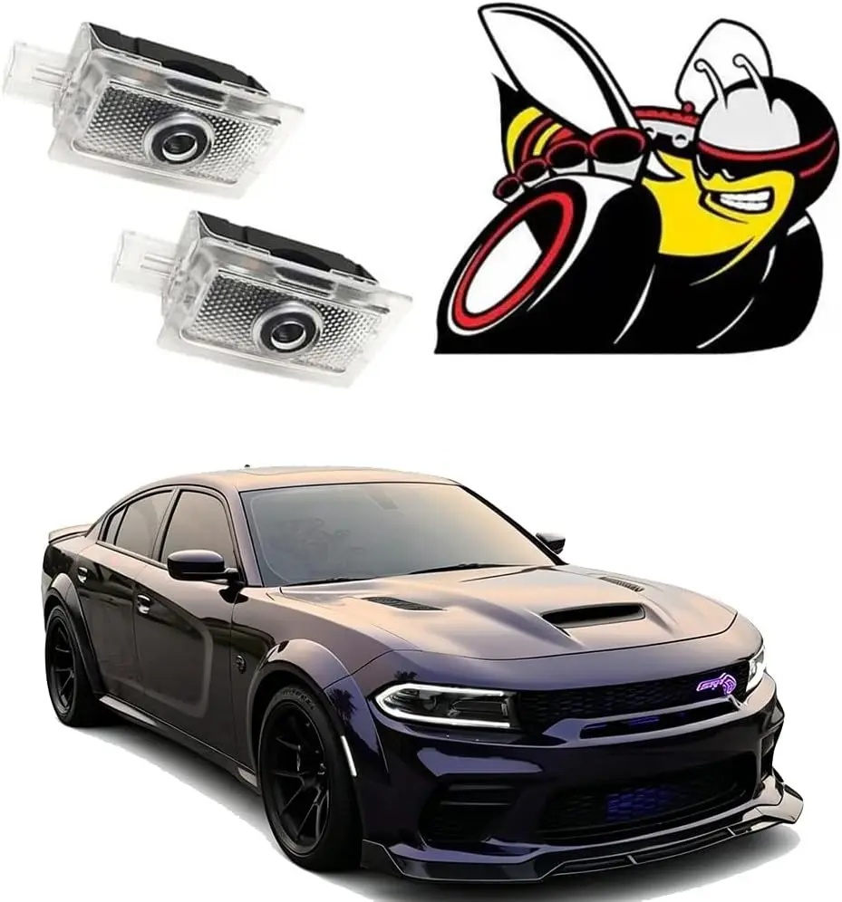 2Pcs Car Door Lights Compatible with 2013-Present Charger Scat Pack Personality Pattern LED Projector Courtesy Welcome Light accessory