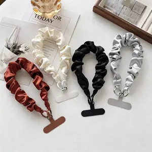 Silk Scrunchie Keychain & Phone Strap - Original Design Wristlet Anti-Loss Charm, Multi-Functional for Camera, Bag & Keys, Premium Silk Hair Tie