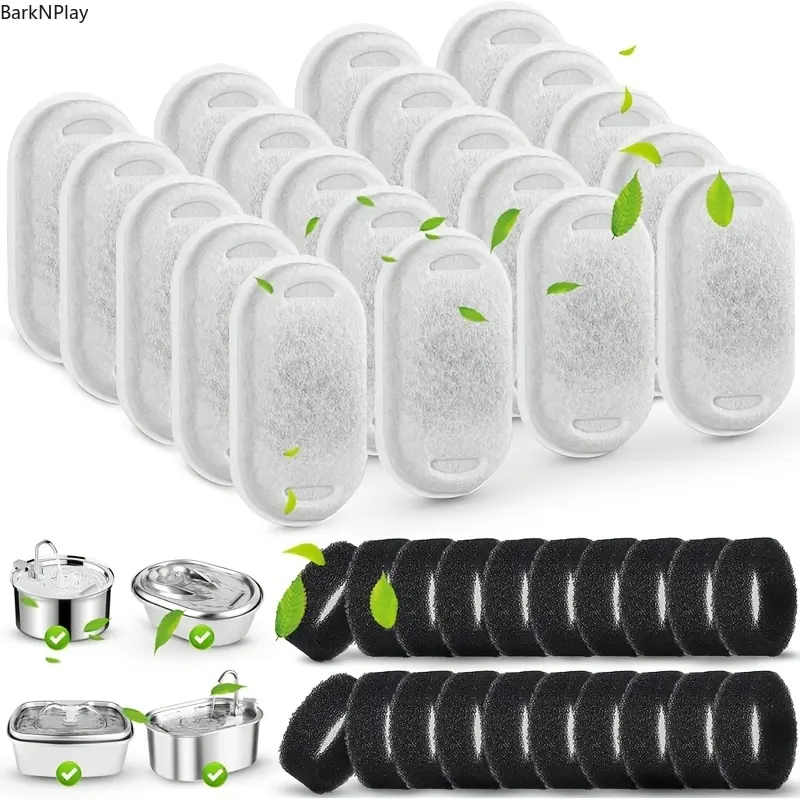 24 Pack Cat Fountain Replacement Filters, Activated Carbon Pet Water Fountain Filters for Stainless Steel Cat and Dog Water Dispensers, Multi-Layer Filtration for Fresh Clean Drinking Water