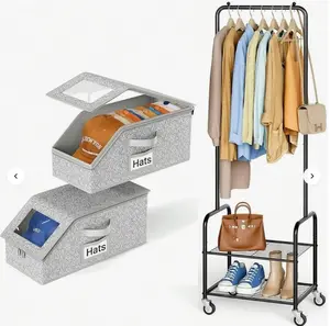 Stackable Baseball Cap Storage Box - Holds 24 Hats,Durable Cardboard Wardrobe Organizer for Men,24-Cap Stackable Hat Box – Classic Style Durable Cardboard Organizer,Ultimate Closet & Home Storage Solution,Heavy-Duty Cardboard Closet Organizer