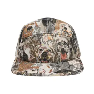 HatPhile Unique Dog Jacquard 5-Panel Hat - Large Size 7 1/4-7 3/8 Adjustable Strap Whimsical Style for Dog Lovers
