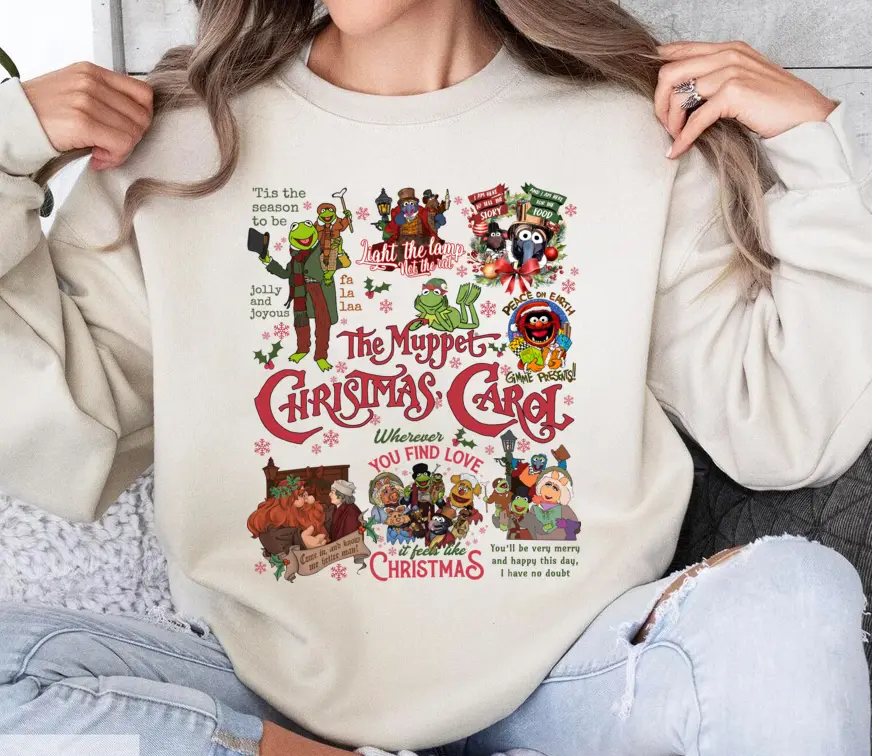 Retro The Muppet Christmas Carol Sweatshirthirt, Character Christmas T-shirt, Very Merry Christmas Party Hoodie