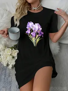 Iris Flowers Plant Gardening Floral Watercolor Dress