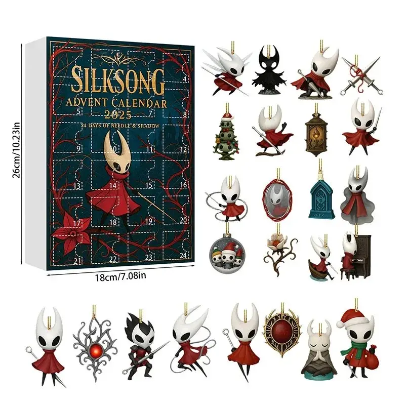 2026 Hollow Knight Advent Calendar 24 Days Surprise Ornaments 2D Character Christmas Tree Hanging Decor Fans Collectible Gift