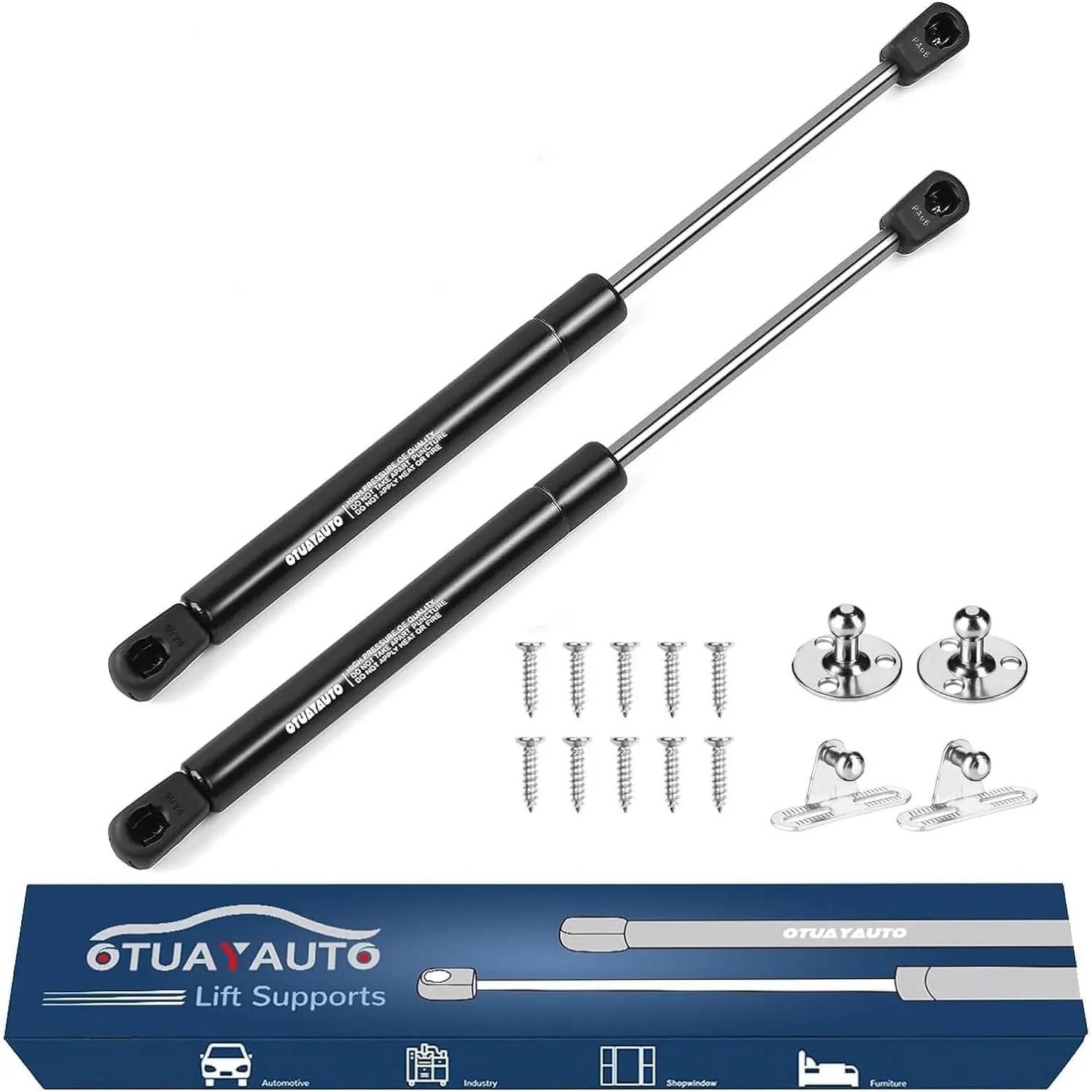 2pcs 12 in Gas Struts (C16-11028) - 32 & 45 lbs, 40 lbs (178N) Per Shock, 8.3 in Compressed Length, 10mm Ball Stud Sockets - Universal Lift Supports for Truck Tool Box, Leer Shell Canopy, 12 Inch