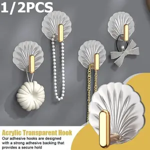 Wall-Mounted Single Hook, Self-Adhesive No-Trace Hooks, Multi-Purpose Hanging Storage Hooks, 1/2 Pack, Xq0082 Model