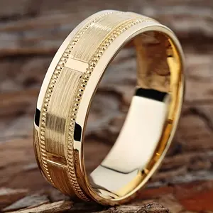 Luxury 8Mm Golden Stainless Steel Men'S Ring - Stylish And Versatile, Perfect Gift for Boyfriend Or Father Minimalist Vintage Jewelry for Promise Eternal Engagement Wedding Anniversary Christmas Gift