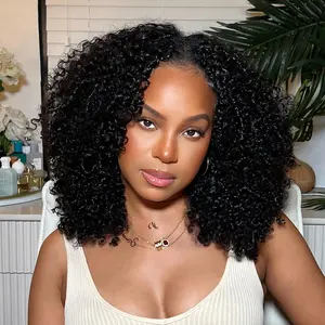 Afro Kinky Curly Knotless Pre-Separated Crochet Hair Extensions Kiny Curly Feather Extensions Afro Kinky Curly Feather Line Hair 100% Human Hair Natural Color 16-22 Inch 60g 120g You Can Choose 240g Full Head Afro Kinky Curly Feather Crochet Braid