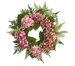 24" Hydrangea Berry Wreath by Nearly Natural