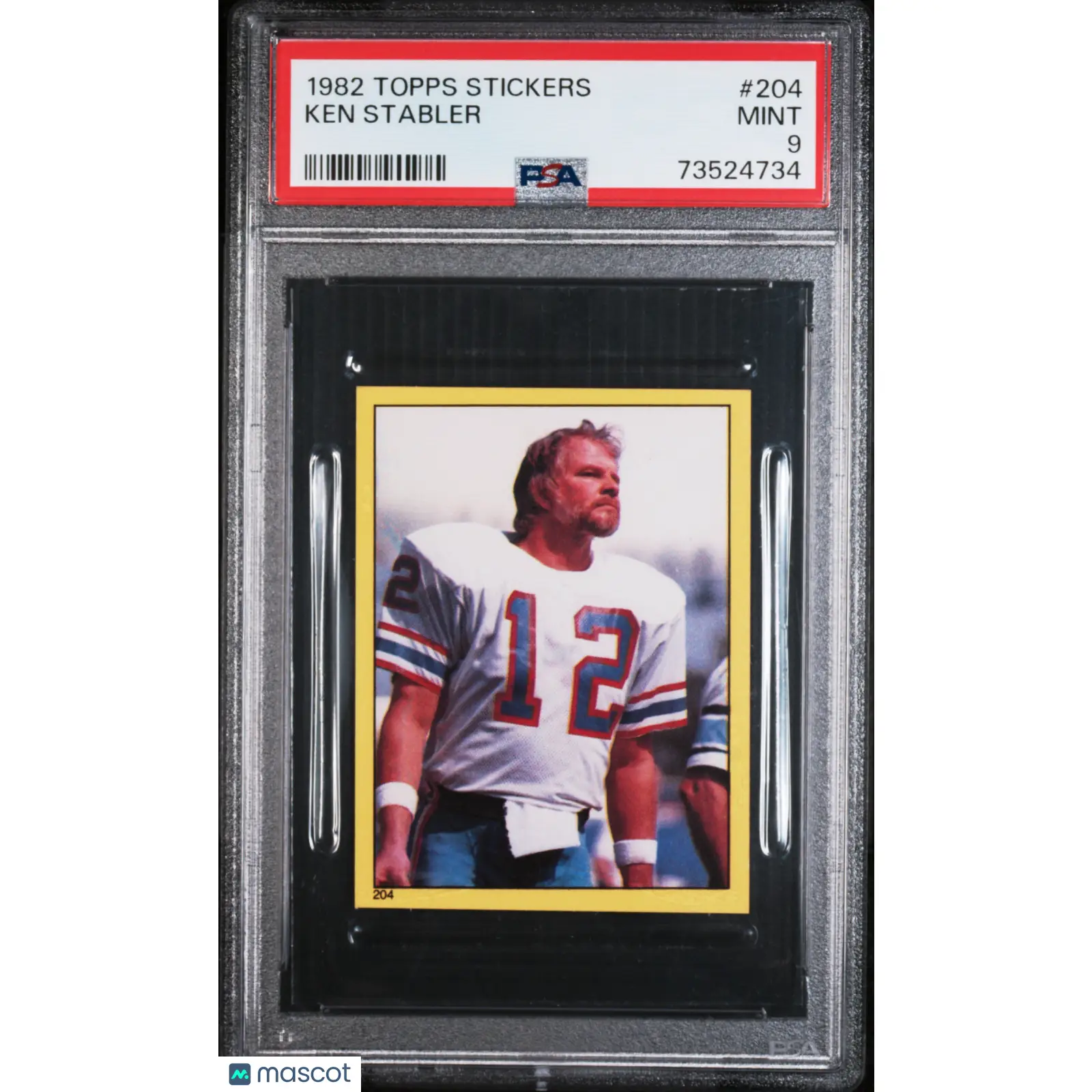 Ken Stabler PSA 1982 Topps Stickers Football #204 9 73524734