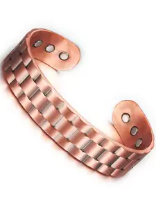 Pure Copper Solid Bracelet Retro Style Men's Bracelet All Copper Couple Wide Face Woven Gift, Casual Fashion Accessory