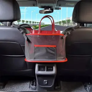 2pcs Large Capacity Car Seat Net Pocket Handbag Purse Holder Bag Organizer Storage Pet Net Barrier Dog Pouch Between Back Seats, Backseat Storage Bag