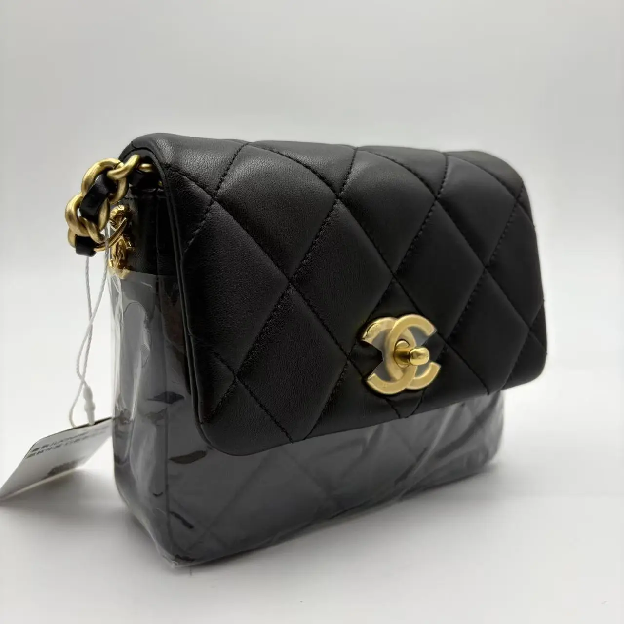 Pre-owned CHANEL H5 Classic Flap Black Lambskin Mini Square Flap H02927