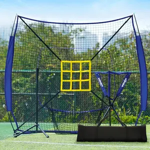 7x7  Baseball Softball Hitting Pitching Net Tee  Set with Strike Zone, Baseball Backstop Practice Net for Pitching Batting Catching for  Skill Levels