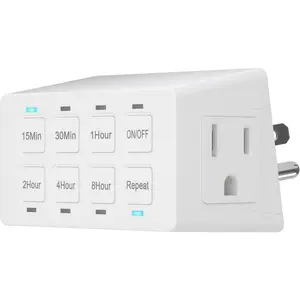 8-Hour Indoor Countdown Plug-in Timer, Timer for Electrical Outlets, 15-30 Min 1-2-4-8 Hour, UL Listed, for Fans or Lights, 1/4 , White
