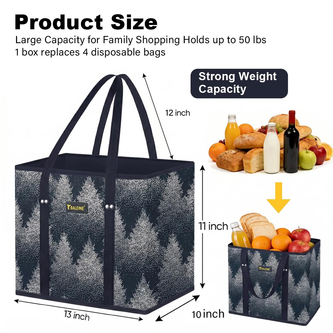 Dealsforyou 3-Pk Durable Fabric Reusable Grocery Bags - Heavy Duty, Foldable Shopping Totes with Reinforced Bottom, Reinforced Handles, Multi-Purpose Storage Bags for Home Organization, Durable Fabric Bag,dorm essentials,home decor