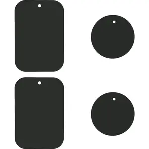 Universal Metal Plate 4 Pack For Magnetic Phone Car Mount Holder Cradle, Compatible with All Magnetic Mounts-2 Rectangle and 2 Round, Black