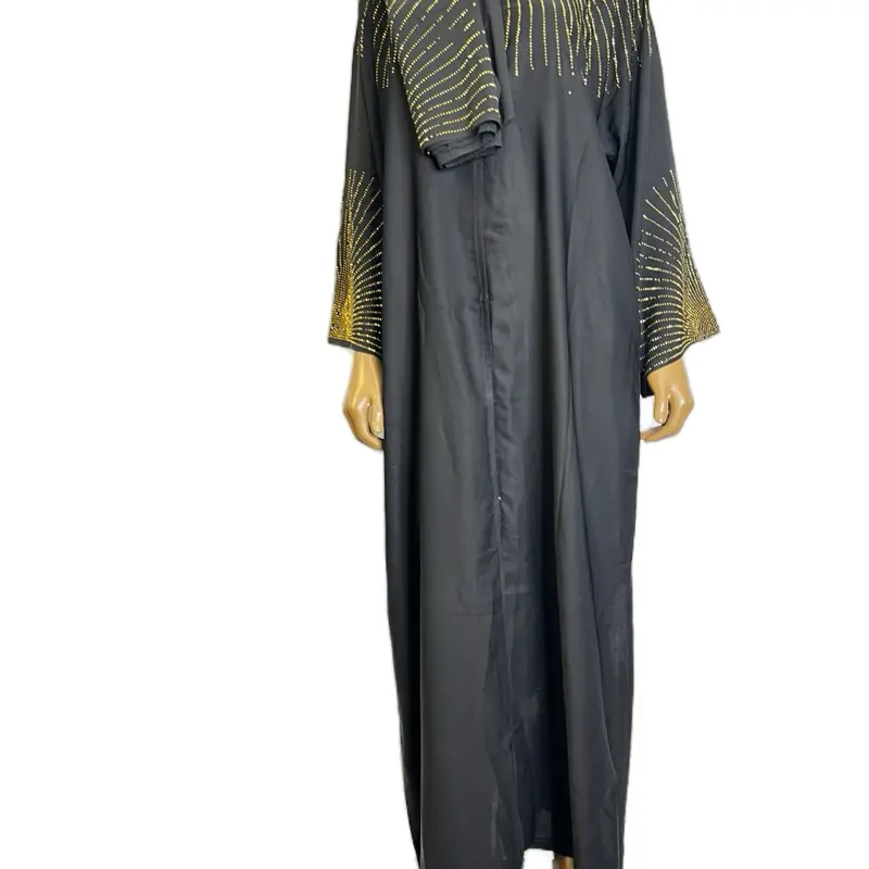 Drawstring Abaya gown- Long Sleeve Top with V-Neckline & Drawstring Waist, Versatile Design for Various Occasions