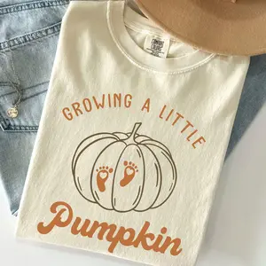 Comfort Colors® Growing A Little Pumpkin Shirt, Pregnancy Announcement Fall Tee, Little Pumpkin Tee, Maternity Pumpkin Shirt Gift