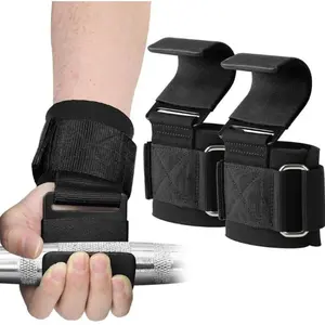 Weightlifting Hooks with Wrist Straps, Adjustable Straps, Professional Pull-Up Assist, Unisex Fitness Gloves for Power Lifting and Gym Training