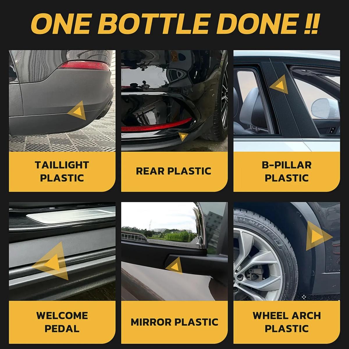 QIFOR Plastic, Trim & Tire Dressing – Restores Faded Plastics, Revives Rubber & Vinyl. User-Friendly Plastic Restorer Auto Detailing Supplies