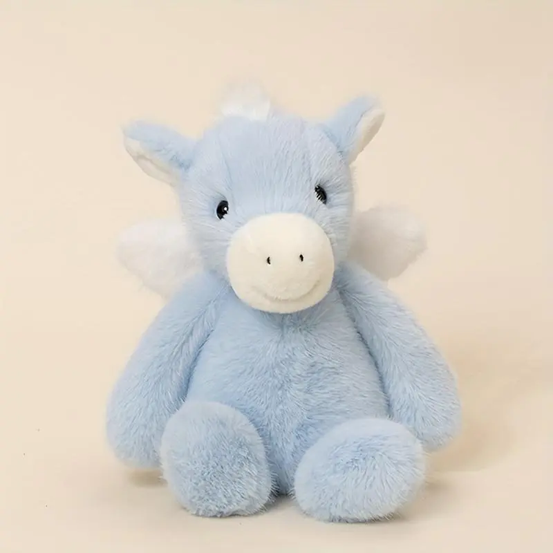 23cm/9.05in Cartoon Cute Shy Pegasus Plush Toys Cute Soft Pegasus Stuffed Animal Plush Doll Cute Wings Room Decorations Birthday And Holiday Gifts for Girls And Boys Easter Valentine's Day Gifts