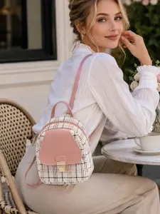 Fashion Checkered Mini Backpack Purse with Adjustable Shoulder Strap and Secure Zipper Closure, Lightweight Cute Travel Bag for Women and Teen Girls, Stylish Daily Backpack for Shopping School Vacation, Sweet Holiday Gift for Christmas and Birthday