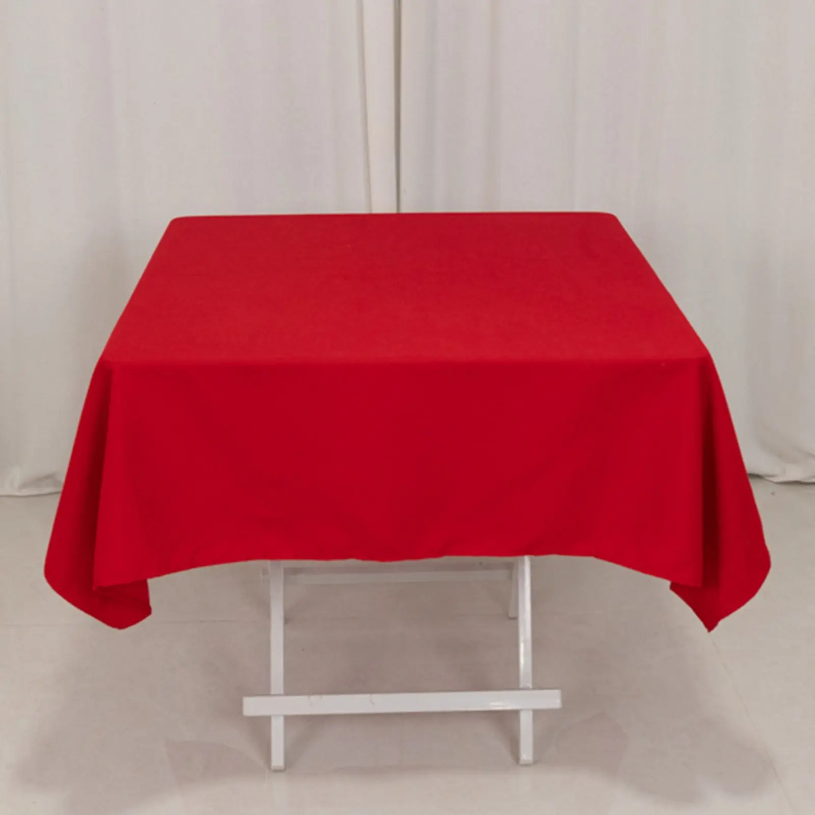 Cotton Blend Square Tablecloth, 54"x54" Red - Wrinkle-Resistant, Durable Table Topper with Easy Care Instructions, Ideal for Weddings, Events, Business Settings, Wedding