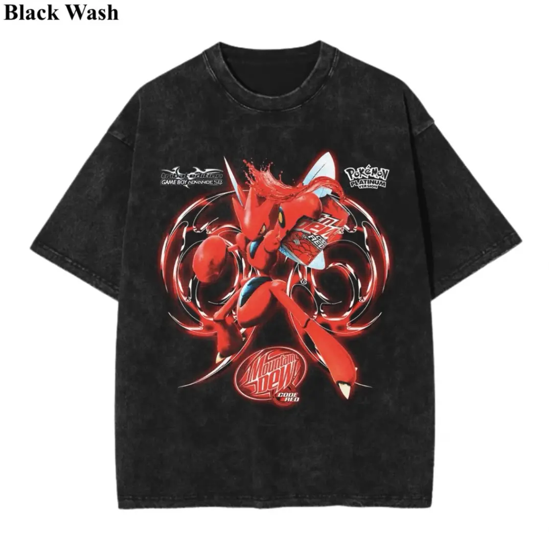 Vintage Scizor x Red Soda Tee, Pocket Monster x Energy Soda Graphic Tees, Pocket Monster T-Shirt, Unisex Anime Shirt, Gym Workout Shirt, Menswear Womenswear Streetwear Top Fit Oversize