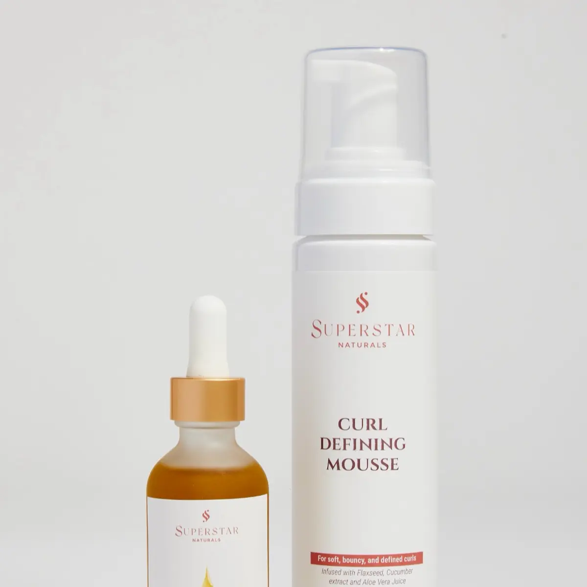 Superstar Naturals’ Star Collection gives you the best of both worlds, combining our Hair Growth Serum & Curl Defining Mousse.  Together they provide ultimate shine, protection, growth and definition. Haircare Moisture