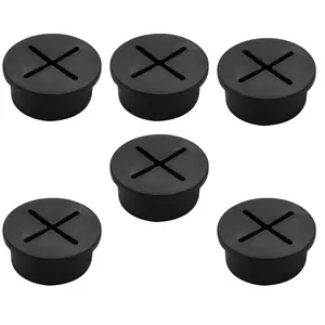 6 count 25mm / 1 Inch Black Desk Grommets, Easily Solve  Management Issues, Flexible   Cord Grommet for Table and Other Furnitures Hole Cover