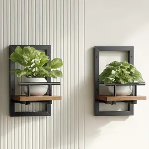 New Design Plant Stand Indoor,Wall Decor,Wall Plant Holder,Window Plant Shelf,Wall Hanging Planters,Plant Hanger Outdoor,Wall-Mounted Plant Rack Black Metal 2 Pack Elevated Planting Boxes room decor for girls