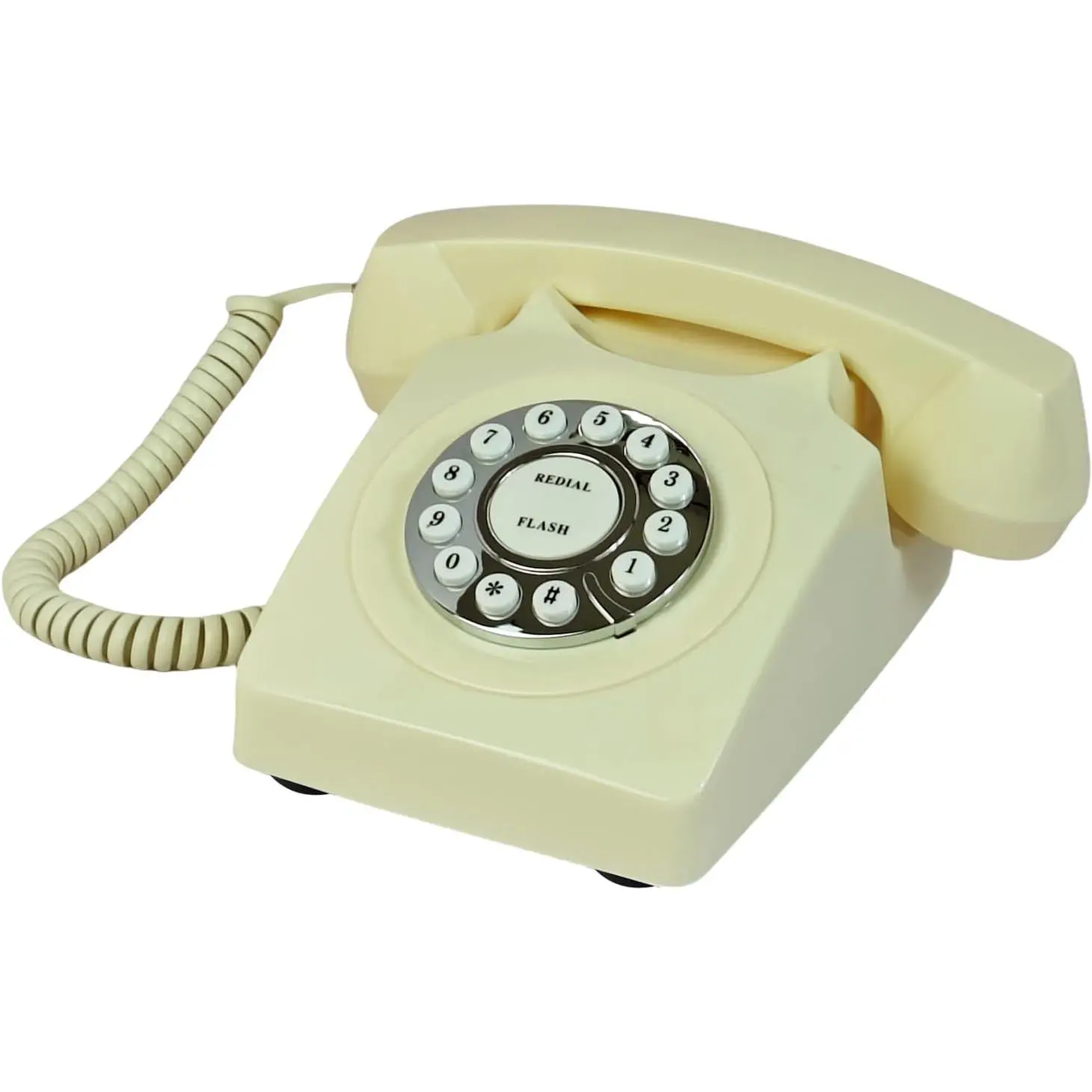 Classic Retro Corded Landline Phone - ABS Injection Molded ABS Plastic, Redial, Push Dial Buttons, Universal Standard, Senior-Friendly for Grandparents, Durable Desktop Telephone for Home & Office, Landline Standard