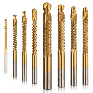 8 Pack Titanium Coated HSS Twist Drill Bits, 3-10mm Serrated Side Cutting Drill Bit Woodworking Tools for Plastic Metal Wood Hole