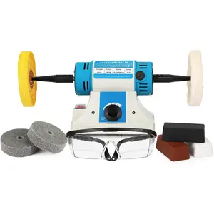 Bench Buffer Jewelry Polisher, Variable Speed Benchtop Polishing Buffing Machine, With One Starter Kit for Jewelry, Wood,, Lathe 110V