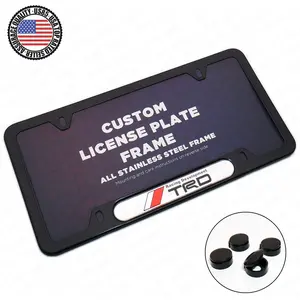 Black / Chrome Front or Rear Stainless Steel License Plate Frame Protect Cover Fit TRD Car Decorate Accessories Gifts