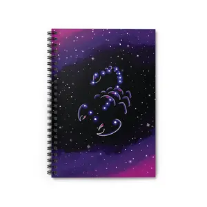 Scorpio Constellation Spiral Notebook - Ruled Line, Pink Purple Galaxy Journal, Zodiac Planner, Astrology Diary, School