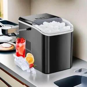Silonn Countertop Ice Maker Machine with Handle 26lbs in 24Hrs 9 Ice Cubes Ready in 6 Mins Auto-Cleaning Portable Ice Maker with Basket and Scoop for Home Kitchen Camping RV Black