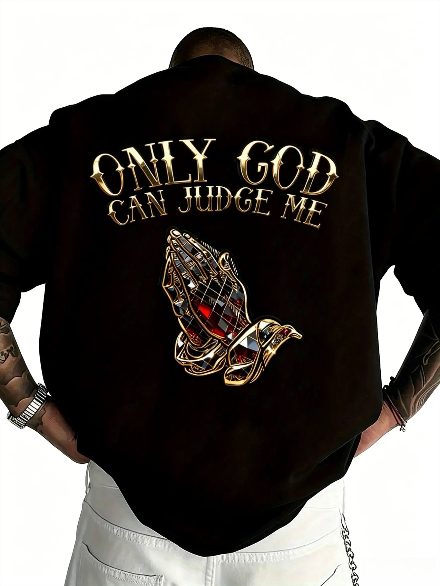 Only God Can Judge Me T-Shirt Men Graphic Tee Christian Faith Streetwear Men Summer Fashion Cotton Breathable Tee Streetwear casual street black short sleeve t-shirt Vintage Style comfortable simple design funny dad life shirt unisex graphic tee 90s