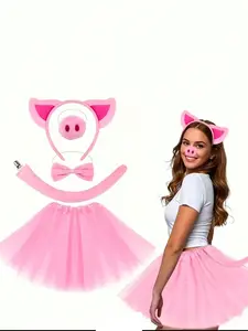 5-Piece Pig Holiday Costume Set, Perfect for Dress-Up Parties and Themed Events, Adorable Accessories for Kids