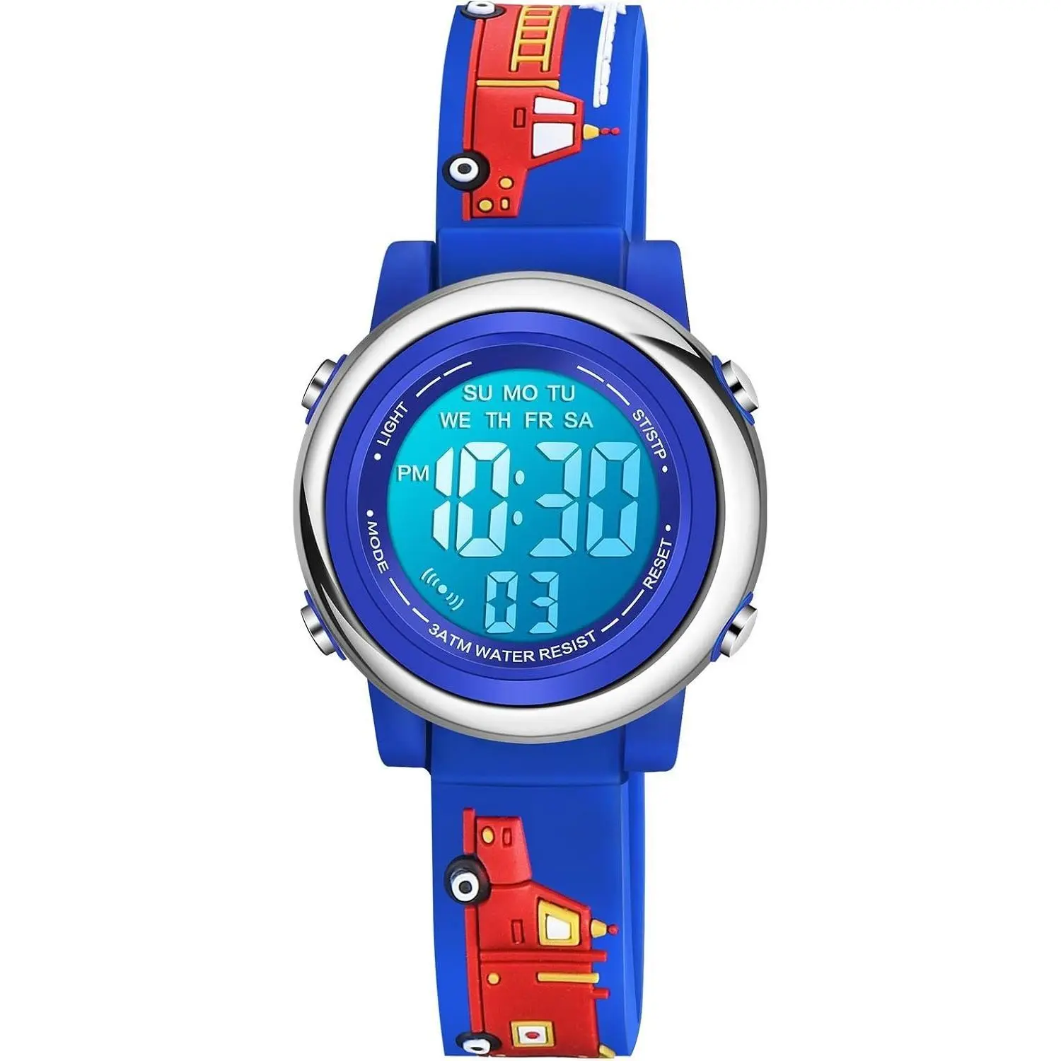 Kids' Cute 3D Cartoon Digital Watch for Boys, 3ATM Water Resistant Silicone Band with 7 Color Lights, Great for Festivals & Birthdays, 7 Color Flashing Lights, Alloy, 3D Cute Cartoon Strap, Analog
