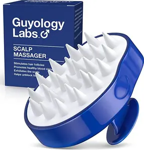 Guyology Labs™ Scalp Massager for Hair Growth - Hair Loss Shampoo Shower Brush - Soft Silicone Scrubber for Dandruff Removal - Scalp Scrub Wash Tool