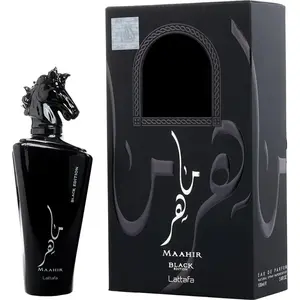 Lattafa Maahir Black Edition for Men Eau de Parfum Spray, 3.4 Ounce