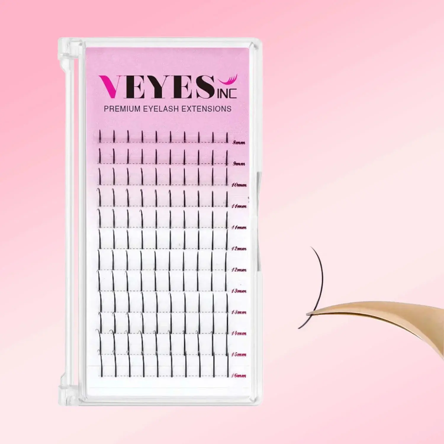 Veyes Premade Spikes Eyelash Extensions, 0.07mm C Curl, 8-16mm Cosmetic Makeup False Lashes, C Curl Lashes, Curl Cluster Lashes