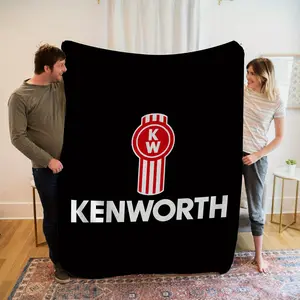 Suitable for KENWORTH truck-themed flannel blankets | Super soft 100% polyester fiber, comfortable for all seasons, suitable for sofas, beds, offices, cars, and camping | Machine washable, modern style, bold logo design