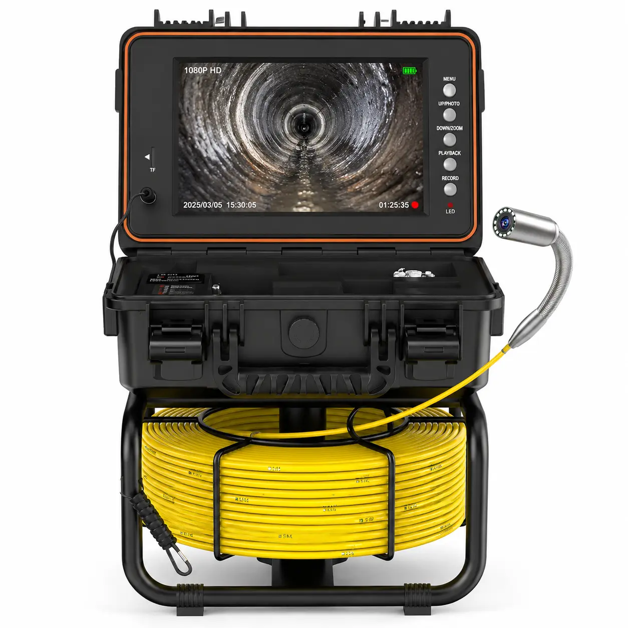 Sewer Camera with 9" IPS Screen, 1080P Self-Leveling Inspection Camera with DVR Recording, 32GB Card, 12 LED Lights, IP68 Waterproof Drain Pipe Camera for Plumbing, 100ft Cable