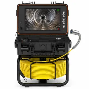 Sewer Camera with 9" IPS Screen, 1080P Self-Leveling Inspection Camera with DVR Recording, 32GB Card, 12 LED Lights, IP68 Waterproof Drain Pipe Camera for Plumbing, 100ft Cable