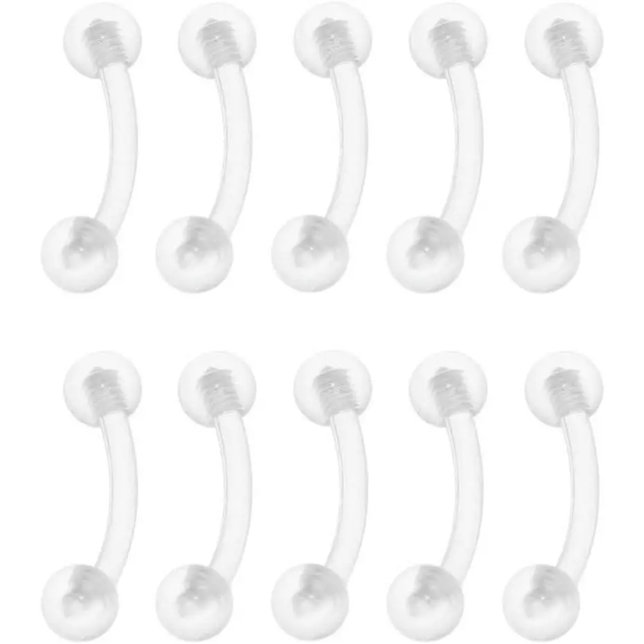 10 count 16G Clear Flexible Bioplast Retainer Eyebow Ring  for Jestrum Lip, Vertical Labret, Snake Bites, Rook, Bridge