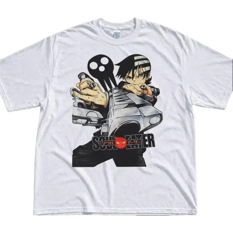 Death The Kid Soul Eater T-Shirt, Edgy Anime Graphic, Retro Otaku, Unisex Cotton Crewneck T-Shirt