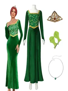 Anime Princess Dress Fiona Dress Shrek Cosplay Costume Halloween Fancy Fantasy Party Suit Roleplay for Adult Women